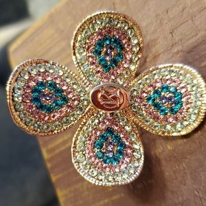 Gorgeous Kaiio Clover Swarovski Adjustable Ring